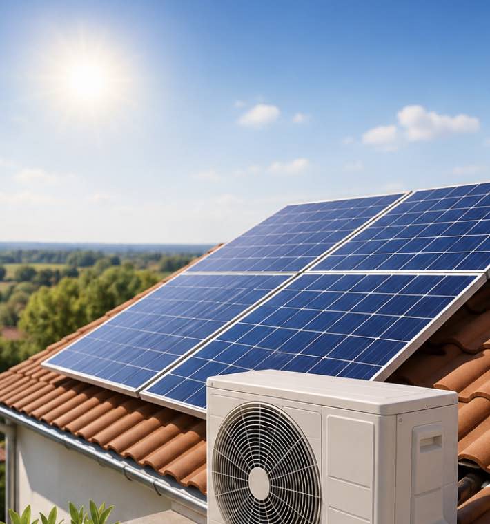 aire acondicionado y placas solares